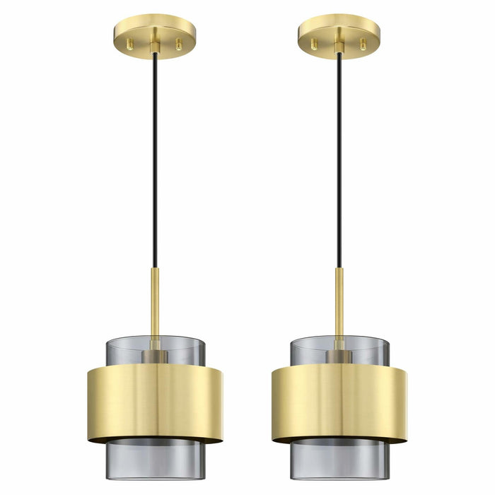 Dolaimy 3 Pack 1 Light Kitchen Island Pendant Light 6" Clear Glass Bronze by Deal US