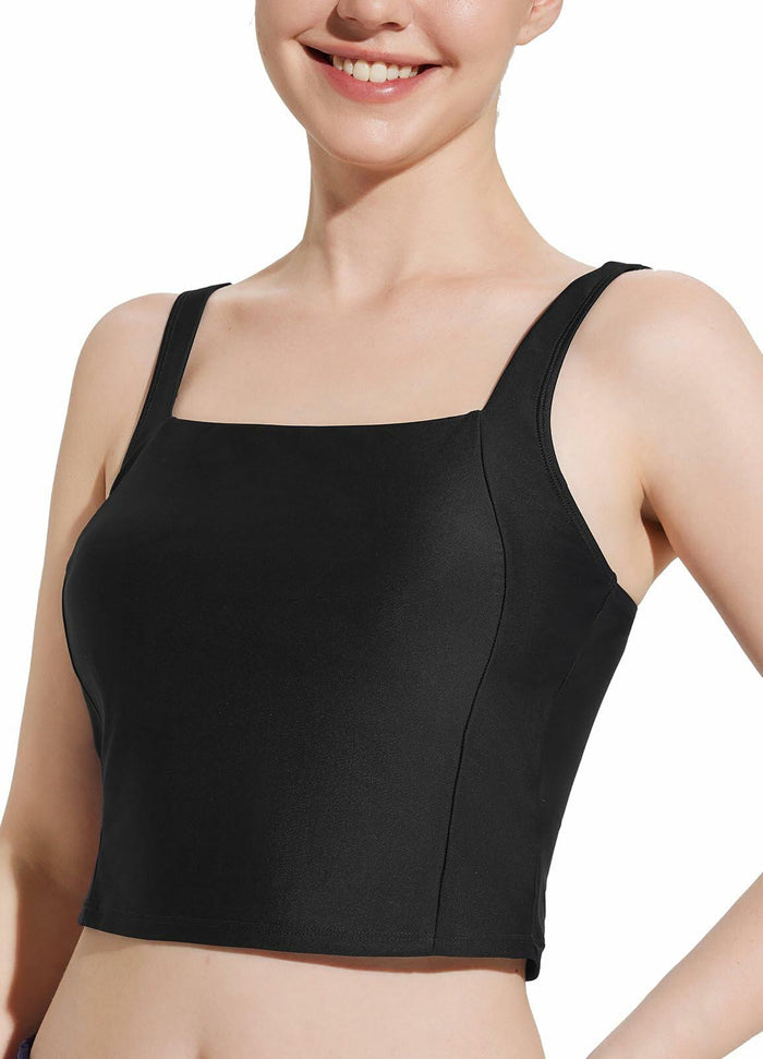baleaf Women's Black Tankini Swim Top Modest Square Neck Size 42 by Deal US