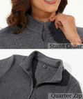 MAGCOMSEN Women's Quarter Zip Pullover Fleece Jacket Grey XL Warm Comfort by Deal US