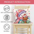 Fjfz Set of 4 Christmas Snowman Santa Pillow Covers 16x16 Plaid Polka Dot by Deal US