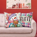 Fjfz Set of 4 Christmas Snowman Santa Pillow Covers 16x16 Plaid Polka Dot by Deal US