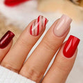 RIICFDD Christmas Press On Nails 24 Pcs White Snowflake Short Square Fake by Deal US