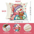 Fjfz Set of 4 Christmas Snowman Santa Pillow Covers 16x16 Plaid Polka Dot by Deal US