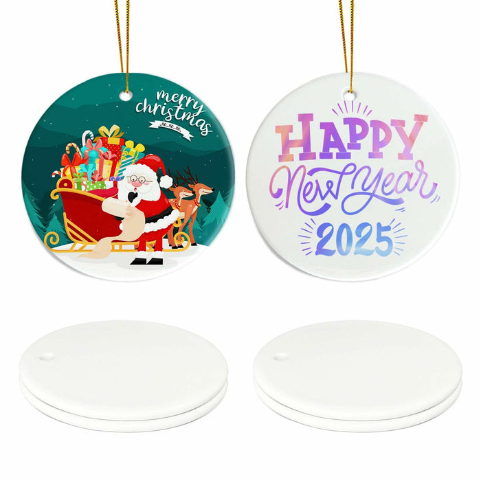 Ceramic Sublimation Ornaments Round 4pcs Bulk Heat Press Blanks Porcelain by Deal US
