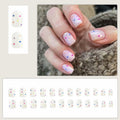 RIICFDD 24pcs Short Square Press On Nails Nude Pink Floral Glossy Style 18 by Deal US