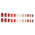 RIICFDD 24 Pcs White Snowflake Acrylic Press On Nails Full Cover Short Coffin by Deal US