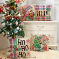 Fjfz Set of 4 Christmas Snowman Santa Pillow Covers 16x16 Plaid Polka Dot by Deal US