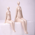NENBOLEC Woman Statue Figurine White Ceramic 7.1 inch Modern Decor Yoga Gift by Deal US