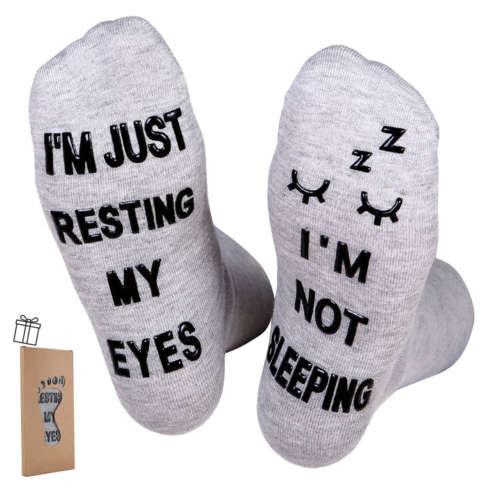 ZXGXLAW Funny 'I'm Not Sleeping' Socks for Dad Men Grandpa – Single Pair by Deal US