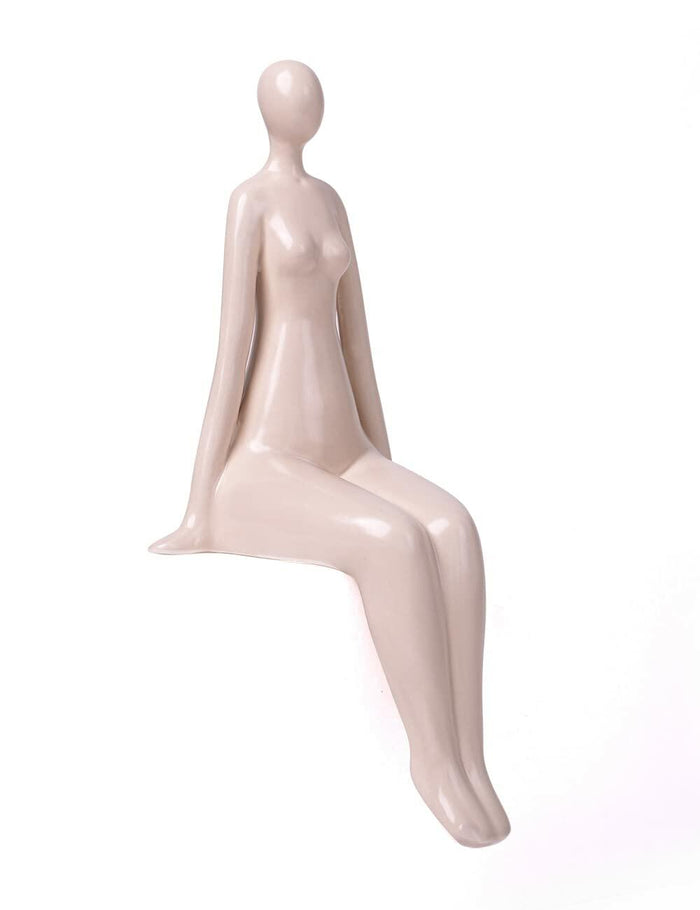 NENBOLEC Woman Statue Figurine White Ceramic 7.1 inch Modern Decor Yoga Gift by Deal US