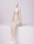 NENBOLEC Woman Statue Figurine White Ceramic 7.1 inch Modern Decor Yoga Gift by Deal US