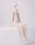NENBOLEC Woman Statue Figurine White Ceramic 7.1 inch Modern Decor Yoga Gift by Deal US