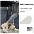 Gold High Heel Wedge Sneakers SM1-GOLD-6.5A Women Lace Up New by Deal US