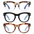 LADEESSE 3 Pack Oprah Style Reading Glasses +2.50 Blue Light Blocking by Deal US