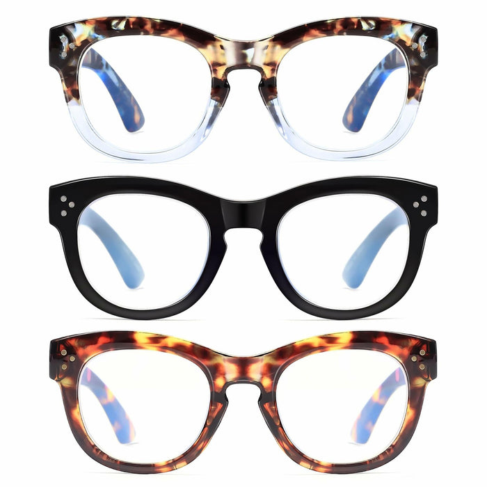 LADEESSE 3 Pack Oprah Style Reading Glasses +2.50 Blue Light Blocking by Deal US