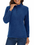MAGCOMSEN Women's 1/4 Zip Fleece Pullover D Blue Size M Warm Comfort by Deal US
