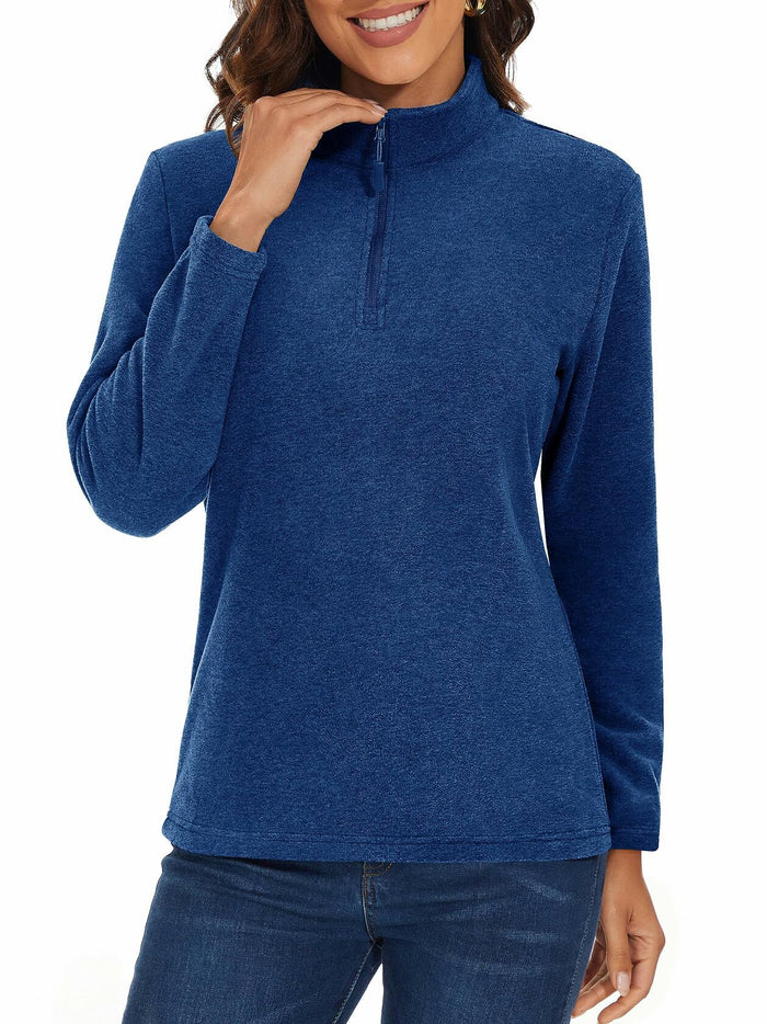 MAGCOMSEN Women's 1/4 Zip Fleece Pullover D Blue Size M Warm Comfort by Deal US