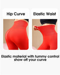 Homma High Waist Compression Leggings Red M Tummy Control Workout New by Deal US