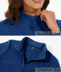 MAGCOMSEN Women's 1/4 Zip Fleece Pullover D Blue Size M Warm Comfort by Deal US