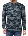 Wancafoke Men's Long Sleeve Henley Shirt Quick Dry Collarless Lake Blue - Size L by Deal US