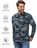 Wancafoke Men's Long Sleeve Henley Shirt Quick Dry Collarless Lake Blue - Size L by Deal US
