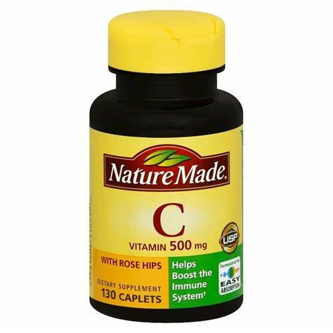 BestBy07/27 Nature Made Vitamin C 500mg with Rose Hips 130 Caplets Immune by Deal US