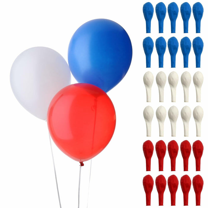 30PCS Red White Blue Latex Balloons 12IN 4th of July Party Decoration by Deal US
