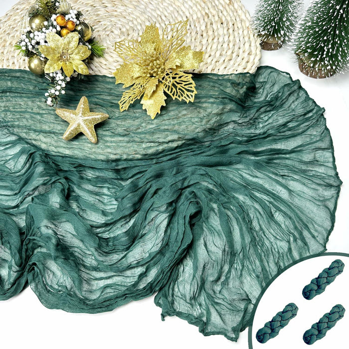 Booque Valley 3 Pack Green Cheesecloth Christmas Table Runner 35x120in Boho by Deal US