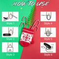 24 Pcs Medium Christmas Press-on Nails Glossy Design Square with Glue by Deal US