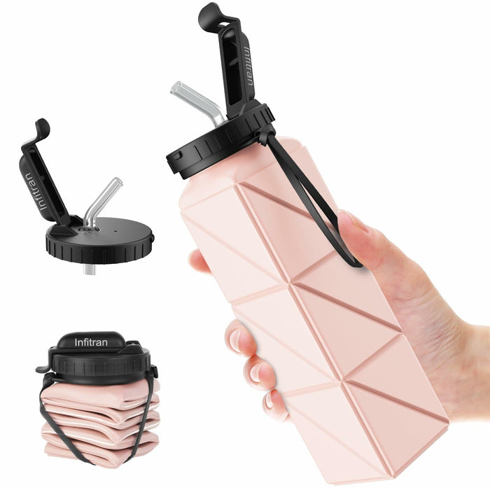 Infitran 2-Pack 20.6oz Collapsible BPA-Free Silicone Leak-Proof Water Bottles by Deal US