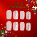 24 Pcs Medium Christmas Press-on Nails Glossy Design Square with Glue by Deal US