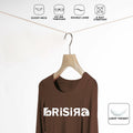 BRISIRA Women's Brown Long Sleeve Crop Top Slim Fit Scoop Neck Tee - Size M by Deal US