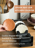 Black 5 Inch Cracker-Shaped Spoon Rest Heat-Resistant Kitchen Accessory by Deal US