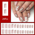 24 Pcs Medium Christmas Press-on Nails Glossy Design Square with Glue by Deal US