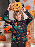 Boys Halloween Dinosaur Shirt Size 10 Long Sleeve Pumpkin Button Up by Deal US