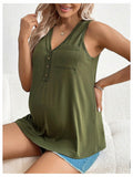 SOLY HUX Women's Maternity Tank Top Small Army Green V Neck Sleeveless by Deal US