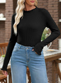 EVALESS Womens White Ribbed Knit Slim Fit Crewneck Sweater Medium by Deal US