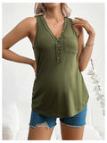SOLY HUX Women's Maternity Tank Top Small Army Green V Neck Sleeveless by Deal US