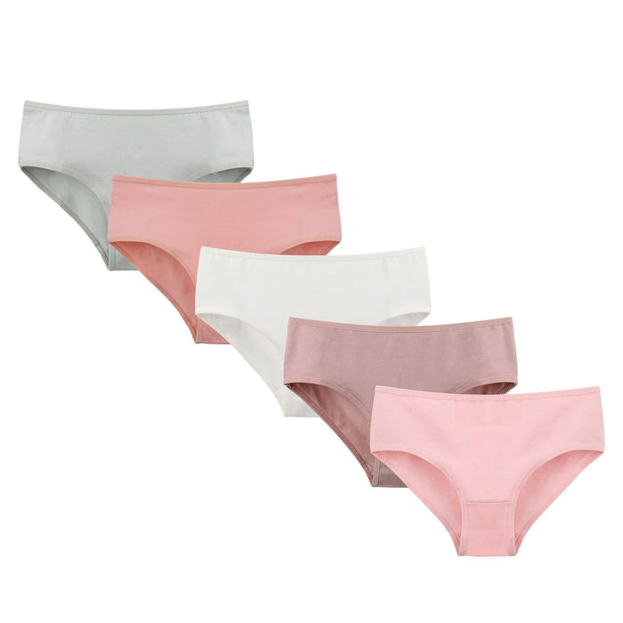 Donella Teen Girls Cotton Bikini Panties 5 Pack Black Mid Waist Size 14-15 by Deal US