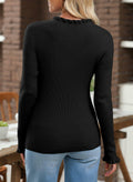 EVALESS Womens White Ribbed Knit Slim Fit Crewneck Sweater Medium by Deal US