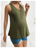 SOLY HUX Women's Maternity Tank Top Small Army Green V Neck Sleeveless by Deal US