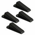 Rubber Door Stopper Wedge Black 4 Pack Sturdy Stackable Floor Door Stops by Deal US