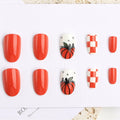 Fall Press On Nails 24Pc Short Square Pumpkin Plaid Design Stick Glue by Deal US
