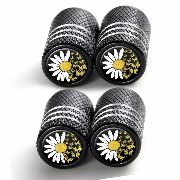 JIASWTHM Tire Valve Stem Caps Black 4 Pack Anodized Aluminum Universal by Deal US