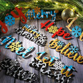 Gerrii 18pcs Christmas Ornaments Wooden Words Colorful Bulk New Crafts by Deal US