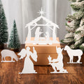 MorningRo White Metal Christmas Nativity Set 3 Pc Indoor Rustic Decor by Deal US