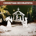 MorningRo White Metal Christmas Nativity Set 3 Pc Indoor Rustic Decor by Deal US