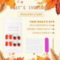 Fall Press On Nails 24Pc Short Square Pumpkin Plaid Design Stick Glue by Deal US
