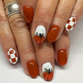 Fall Press On Nails 24Pc Short Square Pumpkin Plaid Design Stick Glue by Deal US