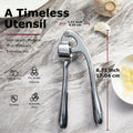 Kitessensu Garlic Press Set with Silicone Peeler & Brush, Gloss Silver by Deal US